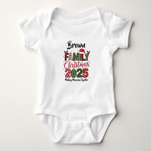  Family Christmas 2025 customizable Matching ベビーボディスーツ (正面)