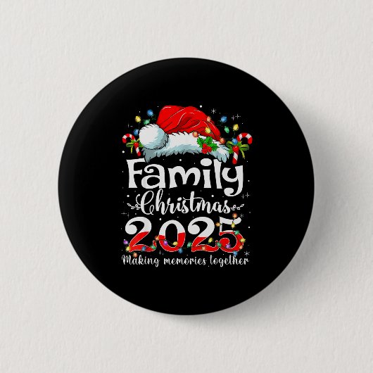 Family Christmas 2025 Matching Squad Santa Elf Fun 缶バッジ (正面)