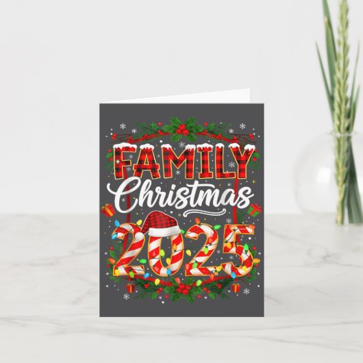 Family Christmas 2025 Xmas Lights Santa Pajamas Ho カード (正面)