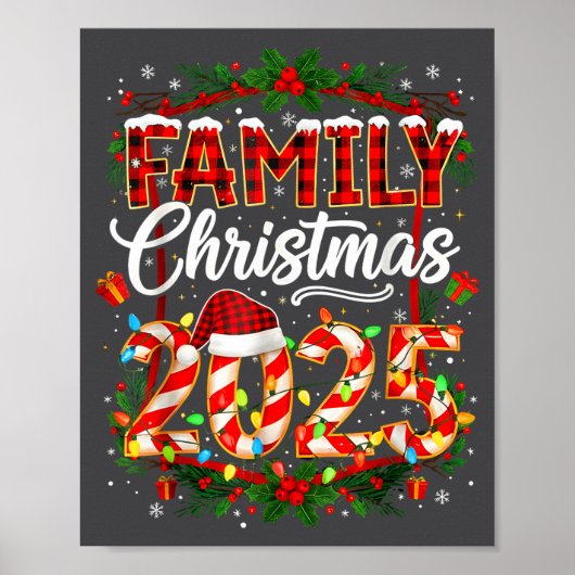 Family Christmas 2025 Xmas Lights Santa Pajamas Ho ポスター (正面)