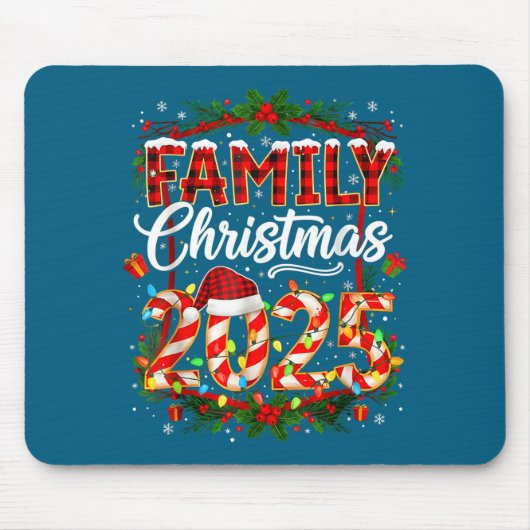 Family Christmas 2025 Xmas Lights Santa Pajamas Ho マウスパッド (正面)
