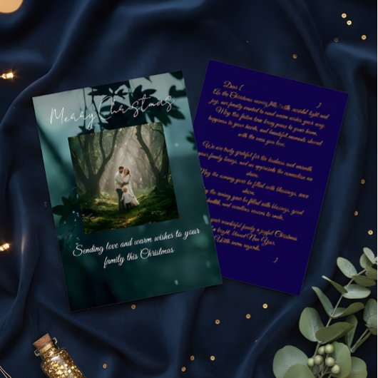 Family Christmas Card Custom Photo Holiday Message サンキューカード