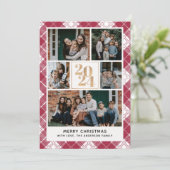 Family Christmas card with 5 Photos Tartan Plaid 招待状 (スタンド正面)