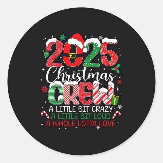 Family Christmas Crew 2025 Matching Outfit Xmas Sq ラウンドシール (正面)