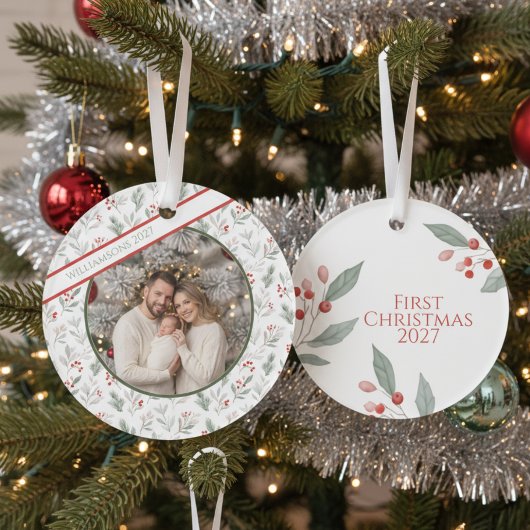Family Christmas Ornament – Festive Foliage Photo オーナメント