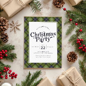Family Christmas Party Classic Plaid 招待状
