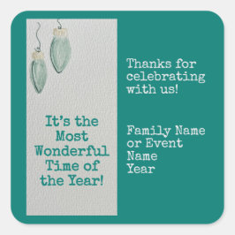 Family Christmas Party Favor Sticker スクエアシール