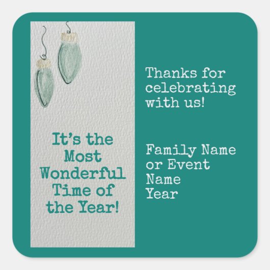 Family Christmas Party Favor Sticker スクエアシール (正面)