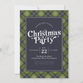 Family Christmas Party Rustic Plaid 招待状 (正面)