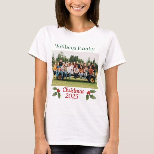 Family Christmas Personalize Name & Photo T-shirt Tシャツ (正面)