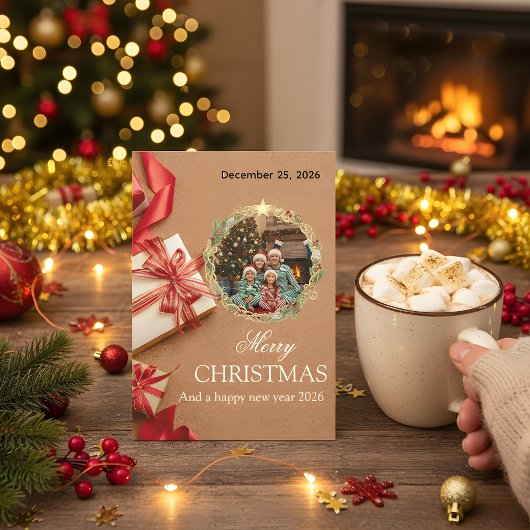 Family Christmas Photo Card 2026 | Red Gift Design セーブザデート