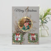 Family Christmas Photo Collage Card サンキューカード (スタンド正面)