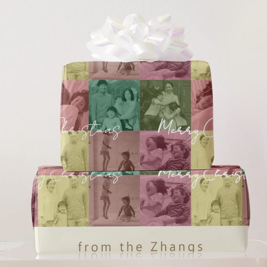 Family Christmas Photo Collage gift wrap  ラッピングペーパー