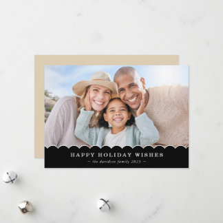 FAMILY CHRISTMAS PHOTO cute fun scallop black gold シーズンカード