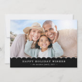 FAMILY CHRISTMAS PHOTO cute fun scallop black gold シーズンカード (正面)