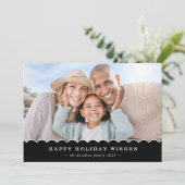 FAMILY CHRISTMAS PHOTO cute fun scallop black gold シーズンカード (スタンド正面)