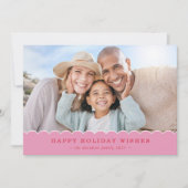 FAMILY CHRISTMAS PHOTO cute fun scallop pink red シーズンカード (正面)