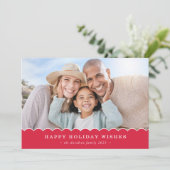 FAMILY CHRISTMAS PHOTO cute fun scallop red pink シーズンカード (スタンド正面)