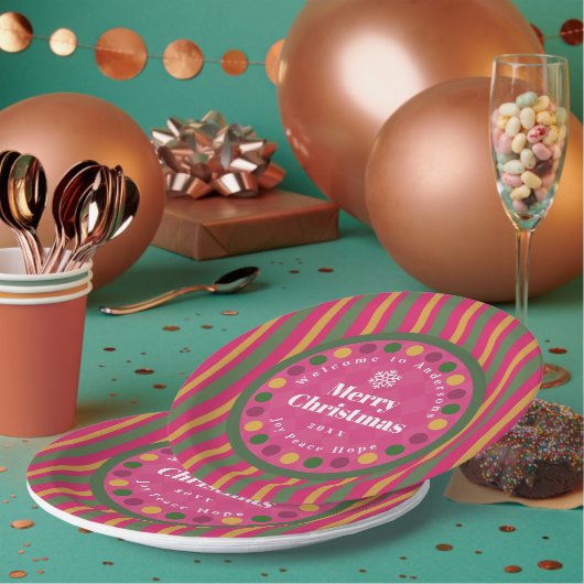 Family Christmas Red ペーパープレート (複数)