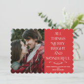 Family Christmas red photo Card シーズンカード (スタンド正面)