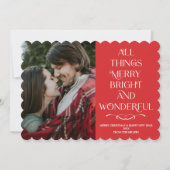 Family Christmas red photo Card シーズンカード (正面)