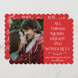 Family Christmas red photo Card シーズンカード