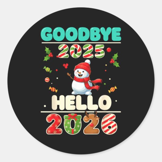 Family Christmas Shirts Matching 2025, Funny Nye H ラウンドシール (正面)