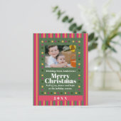 Family Christmas Stripe Photo Holiday Postcard シーズンポストカード (スタンド正面)