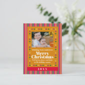 Family Christmas Stripe Photo Holiday Postcard シーズンポストカード (スタンド正面)