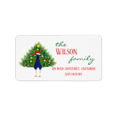 Family Christmas Tree Peacock Mailing ラベル (正面)