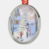 Family Christmas Tree Snowman Kids  メタルオーナメント (左)