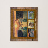 Family collage 4 photos and family name ジグソーパズル (縦)