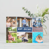 Family Collage 6 Photos Merry Christmas  シーズンカード (スタンド正面)