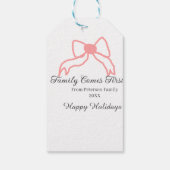 Family comes first red bow family name holidays ギフトタグ (裏面)