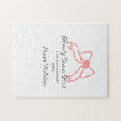 Family comes first red bow family name holidays ジグソーパズル (横)