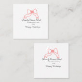 Family comes first red bow family name holidays スクエア名刺 (正面/裏面)