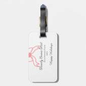 Family comes first red bow family name holidays ラゲッジタグ (裏面縦)