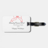 Family comes first red bow family name holidays ラゲッジタグ (裏面横)