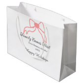 Family comes first red bow family name holidays ラージペーパーバッグ (裏面アングル)