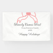 Family comes first red bow family name holidays 横断幕 (横)