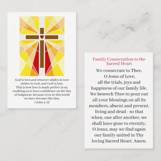 Family consecration prayer card 名刺 (正面/裏面)