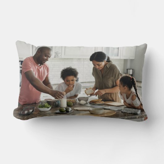 Family Cooking Together Lumbar Pillow Design ランバークッション (正面)