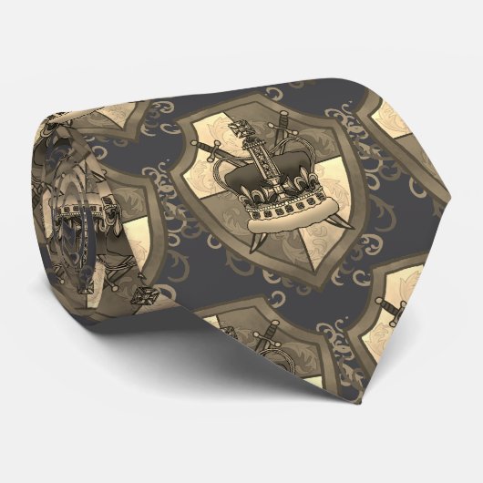 Family Crest Crown Sword shield tie ネクタイ (ロール)