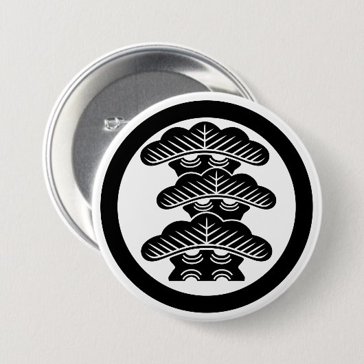 [Family Crest] Right-align 3tier pine tree w/round 缶バッジ (正面&裏面)