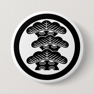 [Family Crest] Right-align 3tier pine tree w/round 缶バッジ