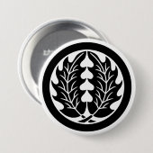 [Family Crests] 2 symmetrical holly leaves w/round 缶バッジ (正面&裏面)