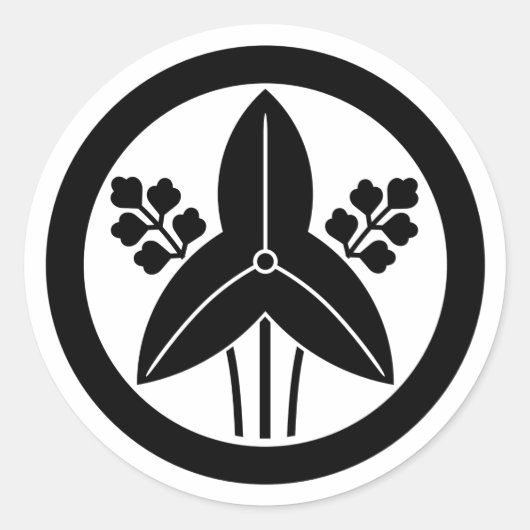 [Family Crests] Threeleaf arrowhead with circle ラウンドシール (正面)