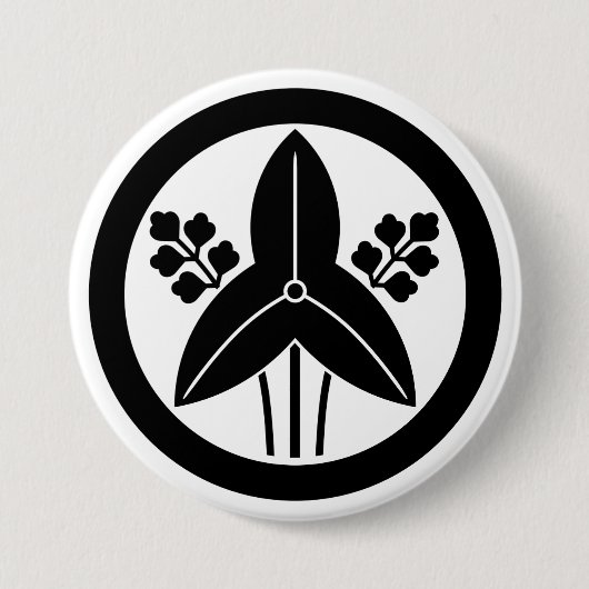 [Family Crests] Threeleaf arrowhead with round 缶バッジ (正面)