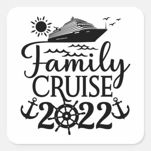 Family Cruise 2022 Vacation Matching Family Trip スクエアシール (正面)