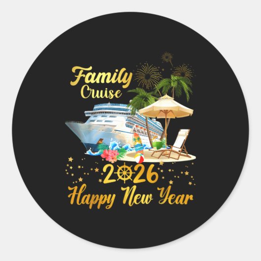Family Cruise 2026 Happy New Year  ラウンドシール (正面)